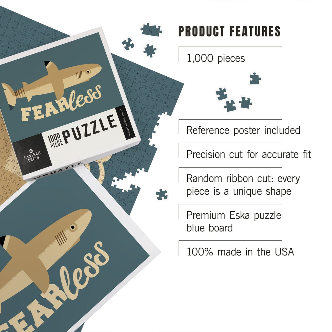 Shark, Geometric, Fearless, Jigsaw Puzzle Puzzle Lantern Press 