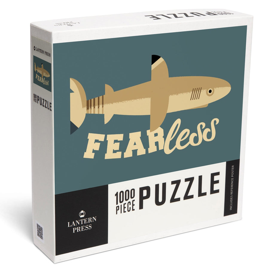 Shark, Geometric, Fearless, Jigsaw Puzzle Puzzle Lantern Press 