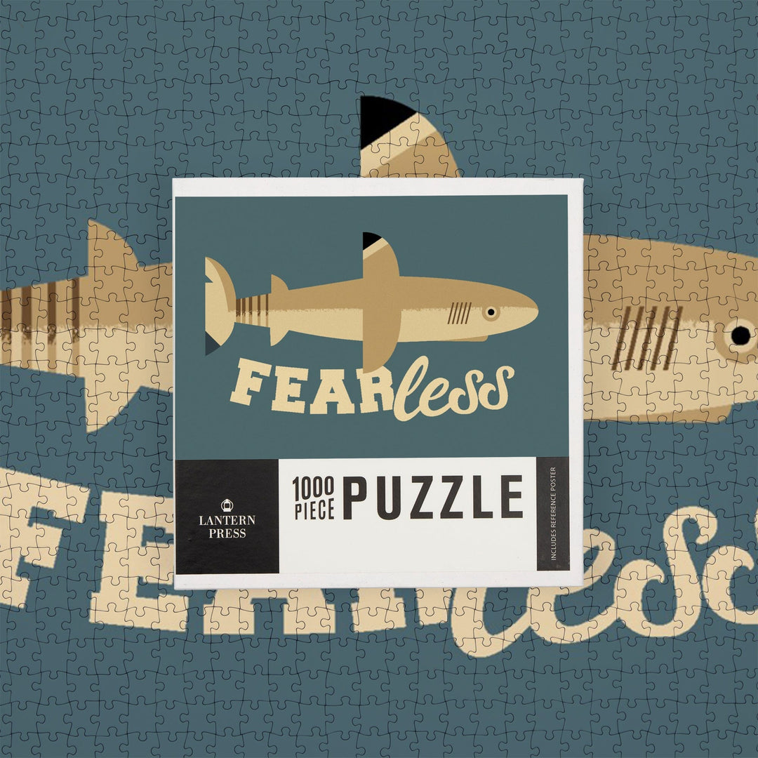 Shark, Geometric, Fearless, Jigsaw Puzzle Puzzle Lantern Press 