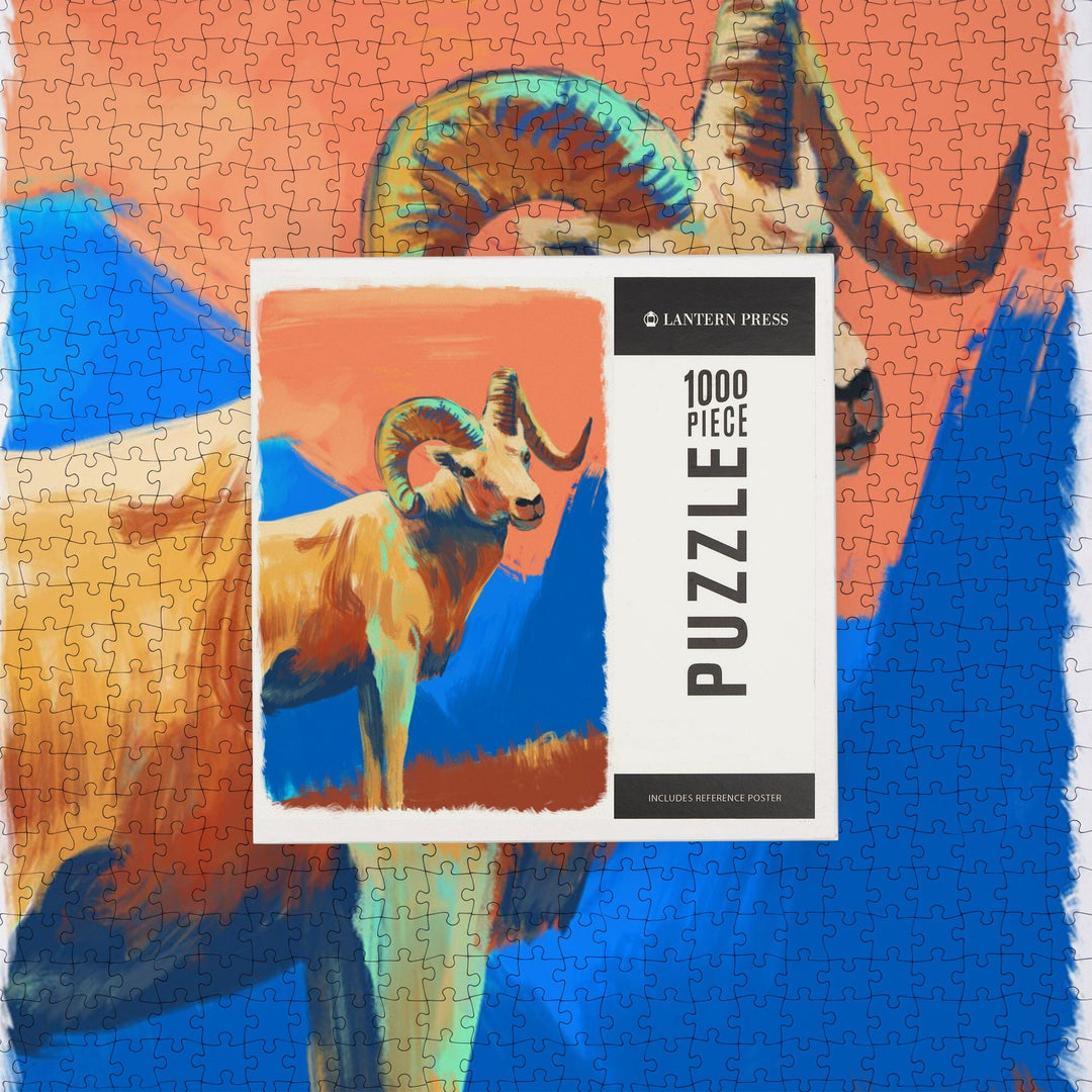 Sheep, Vivid Watercolor, Jigsaw Puzzle Puzzle Lantern Press 