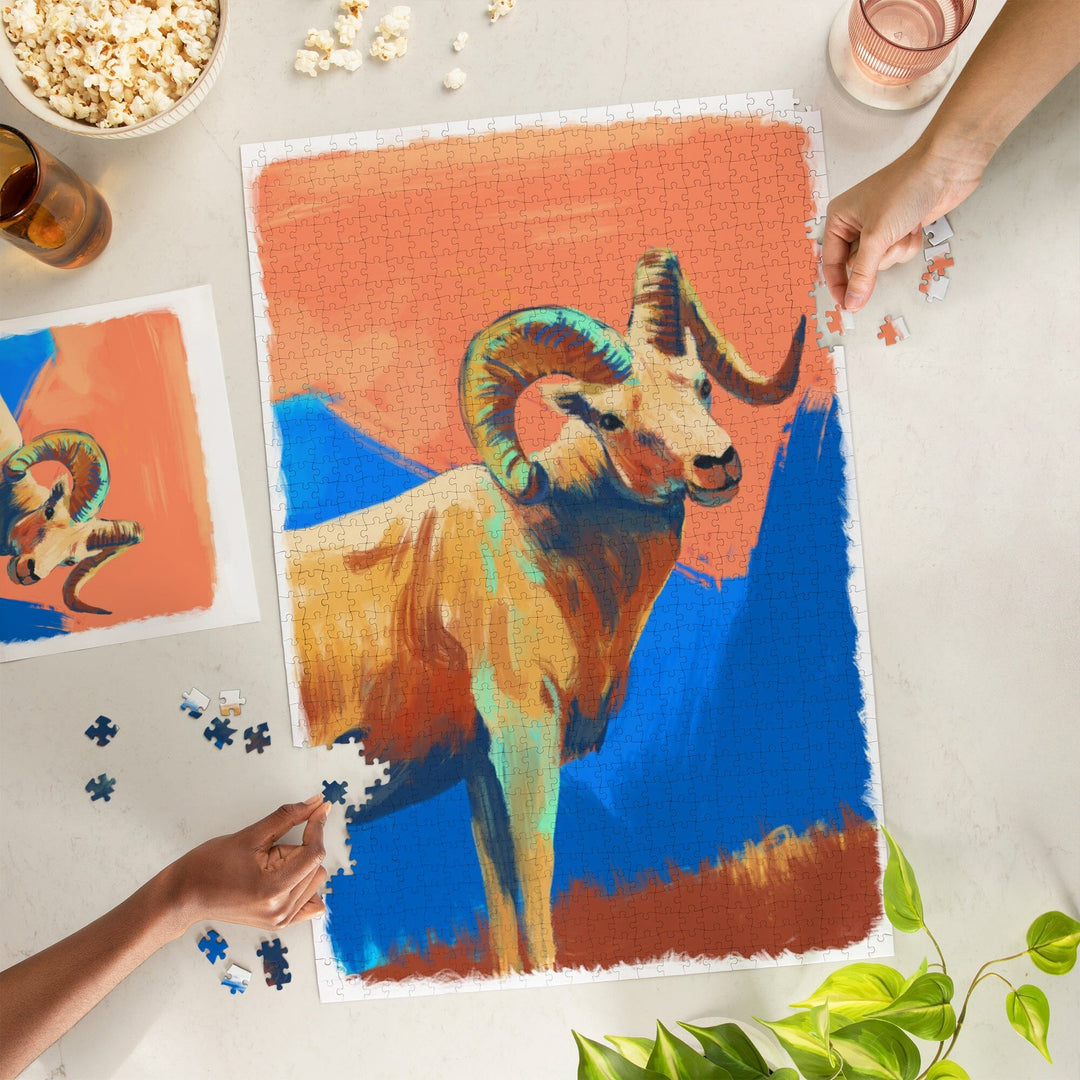 Sheep, Vivid Watercolor, Jigsaw Puzzle Puzzle Lantern Press 