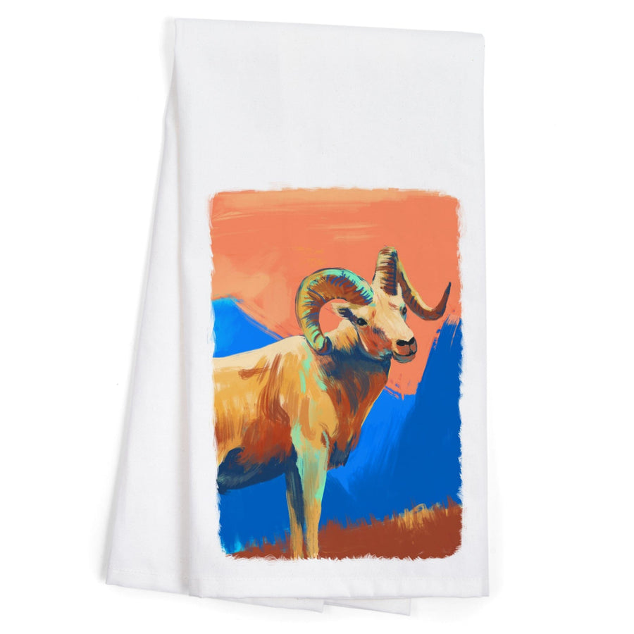Sheep, Vivid Watercolor, Organic Cotton Kitchen Tea Towels Kitchen Lantern Press 