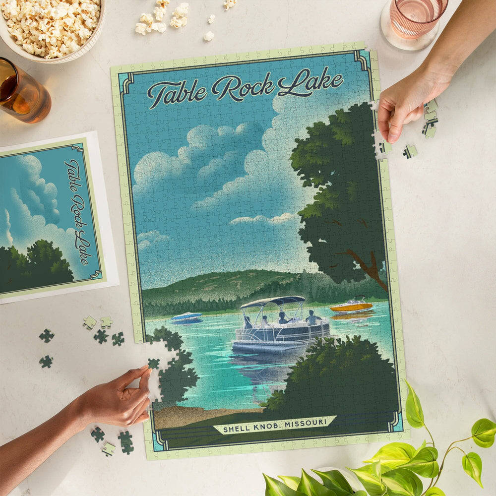 Shell Knob, Missouri, Table Rock Lake, Lithograph, Jigsaw Puzzle Puzzle Lantern Press 