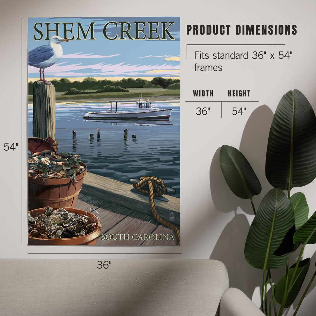 Shem Creek, South Carolina, Blue Crab and Oysters on Dock, Art & Giclee Prints Art Lantern Press 