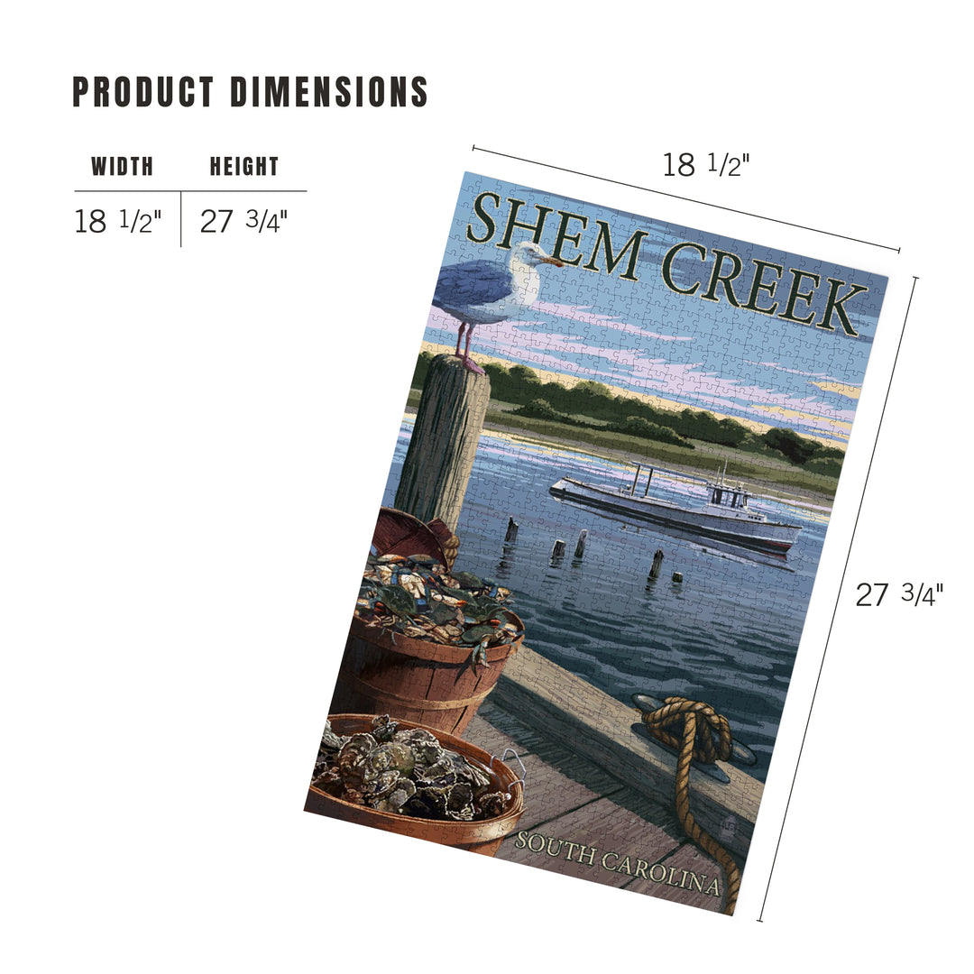 Shem Creek, South Carolina, Blue Crab and Oysters on Dock, Jigsaw Puzzle Puzzle Lantern Press 