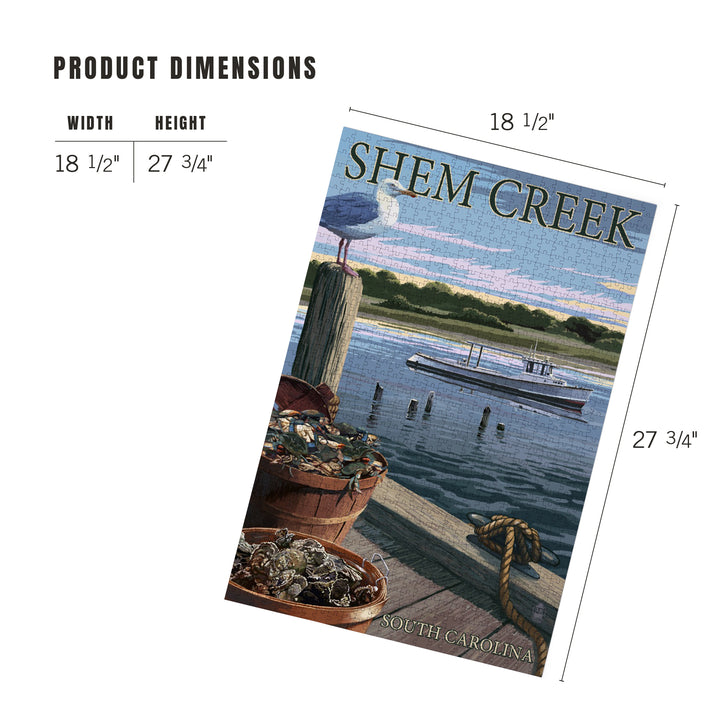 Shem Creek, South Carolina, Blue Crab and Oysters on Dock, Jigsaw Puzzle Puzzle Lantern Press 