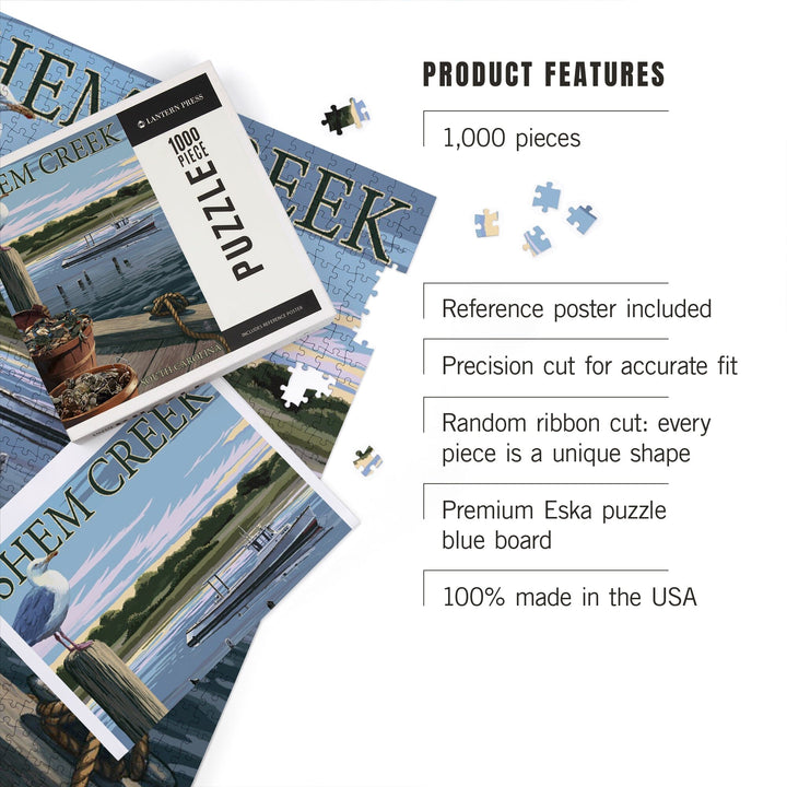 Shem Creek, South Carolina, Blue Crab and Oysters on Dock, Jigsaw Puzzle Puzzle Lantern Press 