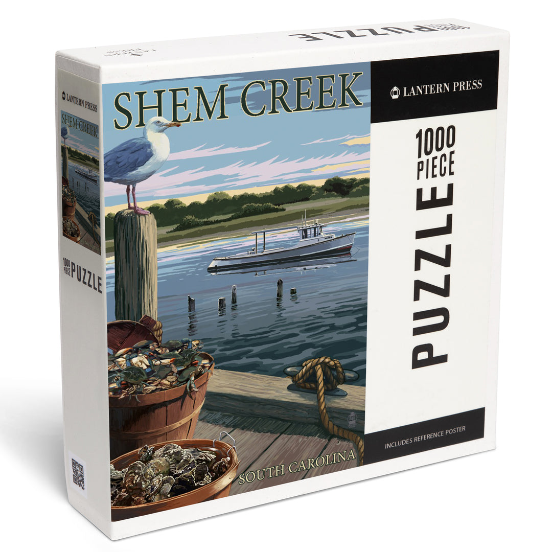 Shem Creek, South Carolina, Blue Crab and Oysters on Dock, Jigsaw Puzzle Puzzle Lantern Press 