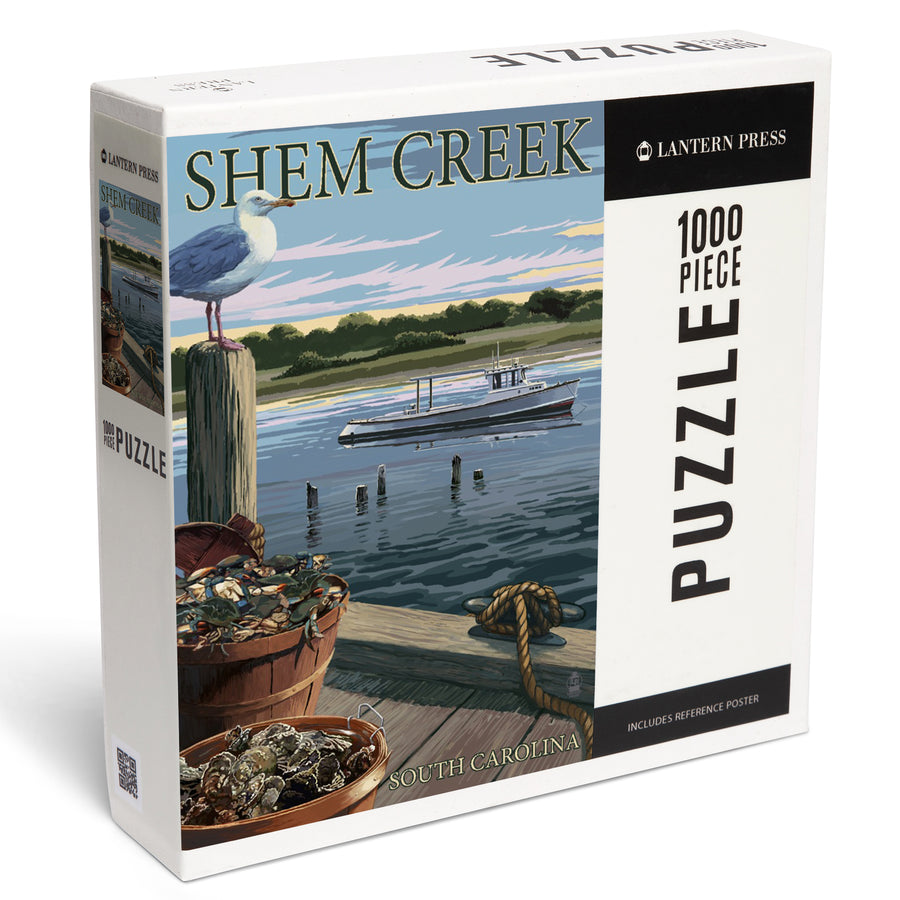 Shem Creek, South Carolina, Blue Crab and Oysters on Dock, Jigsaw Puzzle Puzzle Lantern Press 