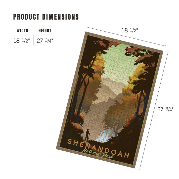 Shenandoah National Park, Falls, Lithograph, Jigsaw Puzzle Puzzle Lantern Press 
