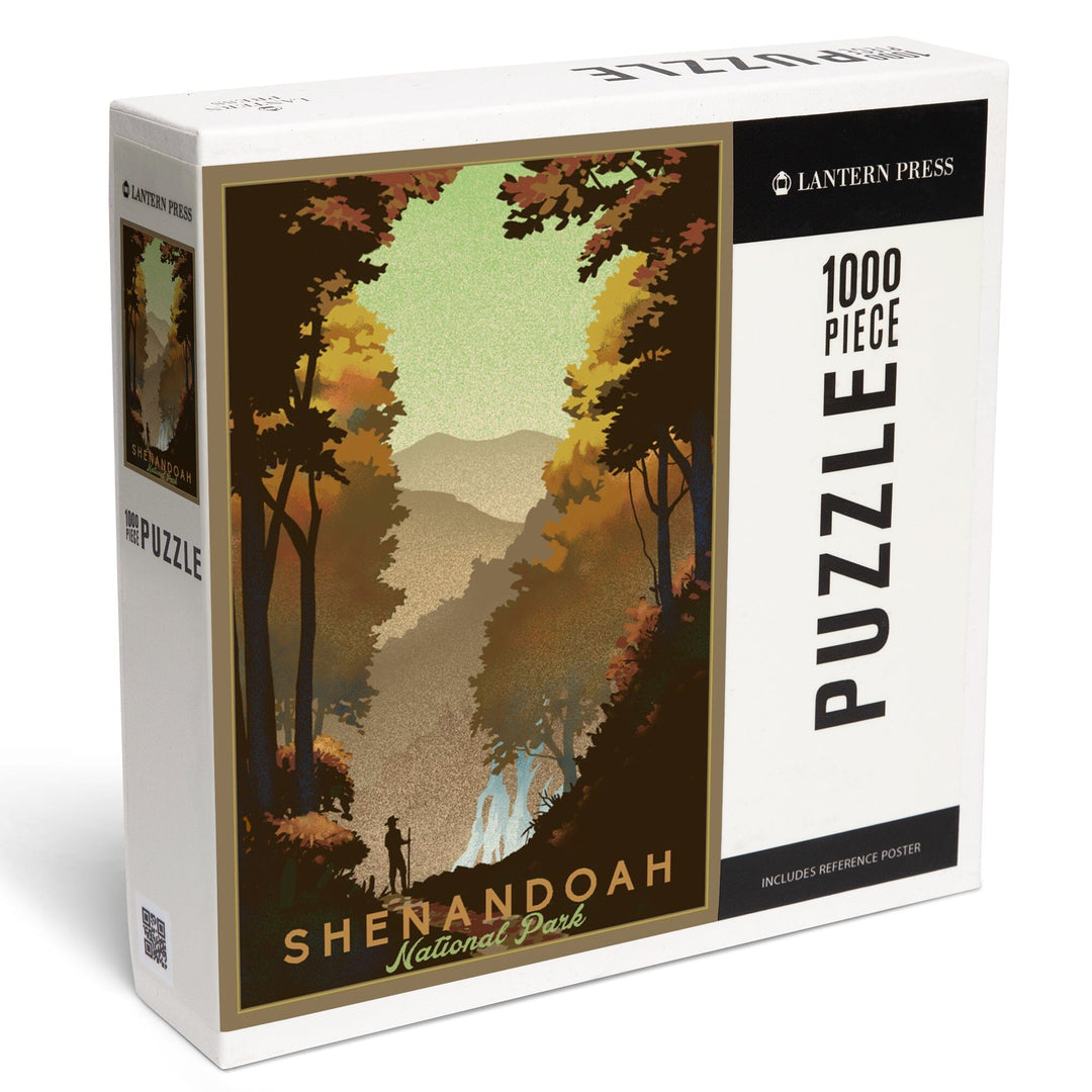 Shenandoah National Park, Falls, Lithograph, Jigsaw Puzzle Puzzle Lantern Press 