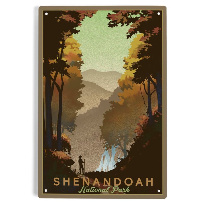 Shenandoah National Park, Falls, Lithograph, Metal Signs Metal Lantern Press 