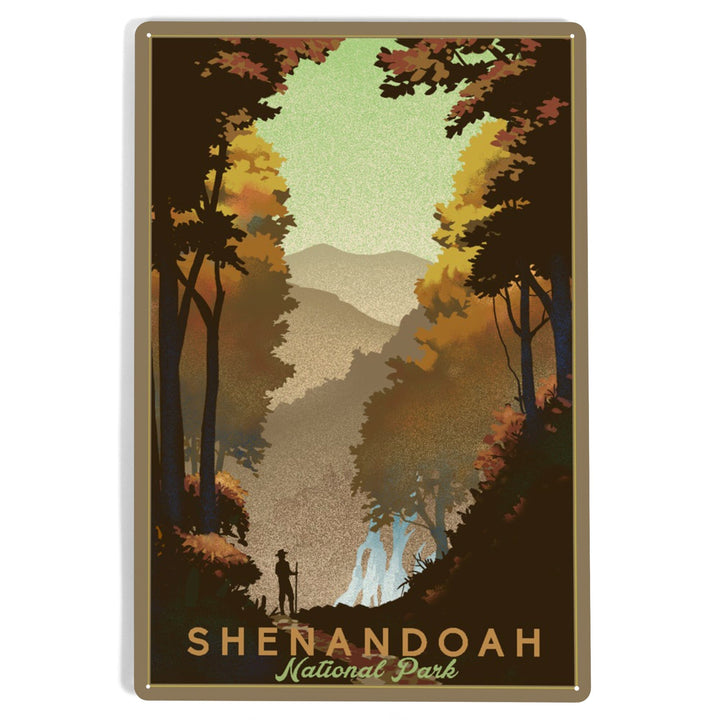 Shenandoah National Park, Falls, Lithograph, Metal Signs Metal Lantern Press 