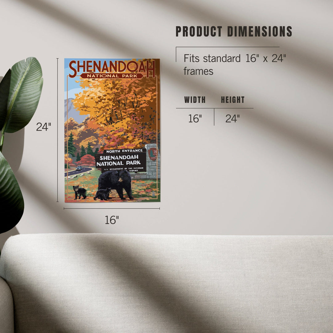 Shenandoah National Park, Virginia, Black Bear and Cubs at Entrance, Art & Giclee Prints Art Lantern Press 