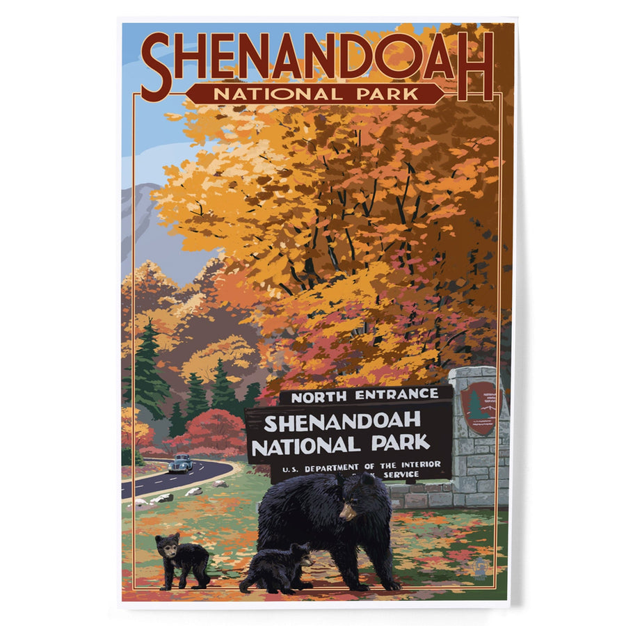 Shenandoah National Park, Virginia, Black Bear and Cubs at Entrance, Art & Giclee Prints Art Lantern Press 