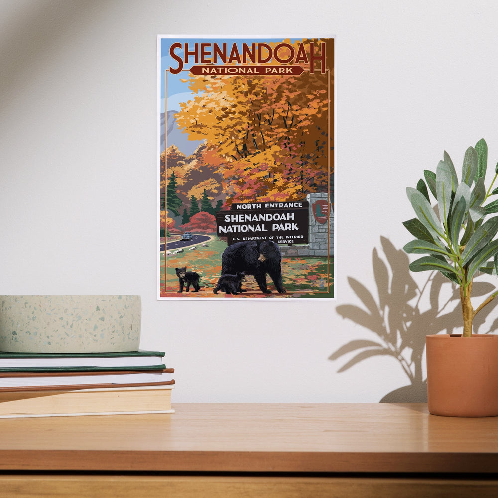Shenandoah National Park, Virginia, Black Bear and Cubs at Entrance, Art & Giclee Prints Art Lantern Press 