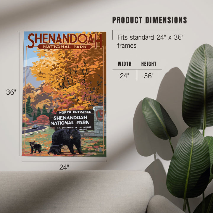 Shenandoah National Park, Virginia, Black Bear and Cubs at Entrance, Art & Giclee Prints Art Lantern Press 