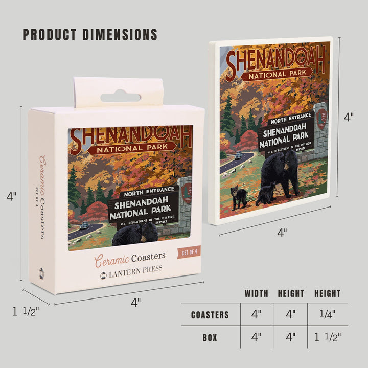 Shenandoah National Park, Virginia, Black Bear and Cubs at Entrance, Coasters Coasters Lantern Press 
