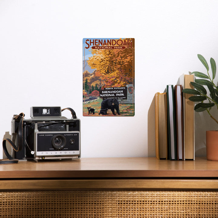 Shenandoah National Park, Virginia, Black Bear and Cubs at Entrance, Metal Signs Metal Lantern Press 