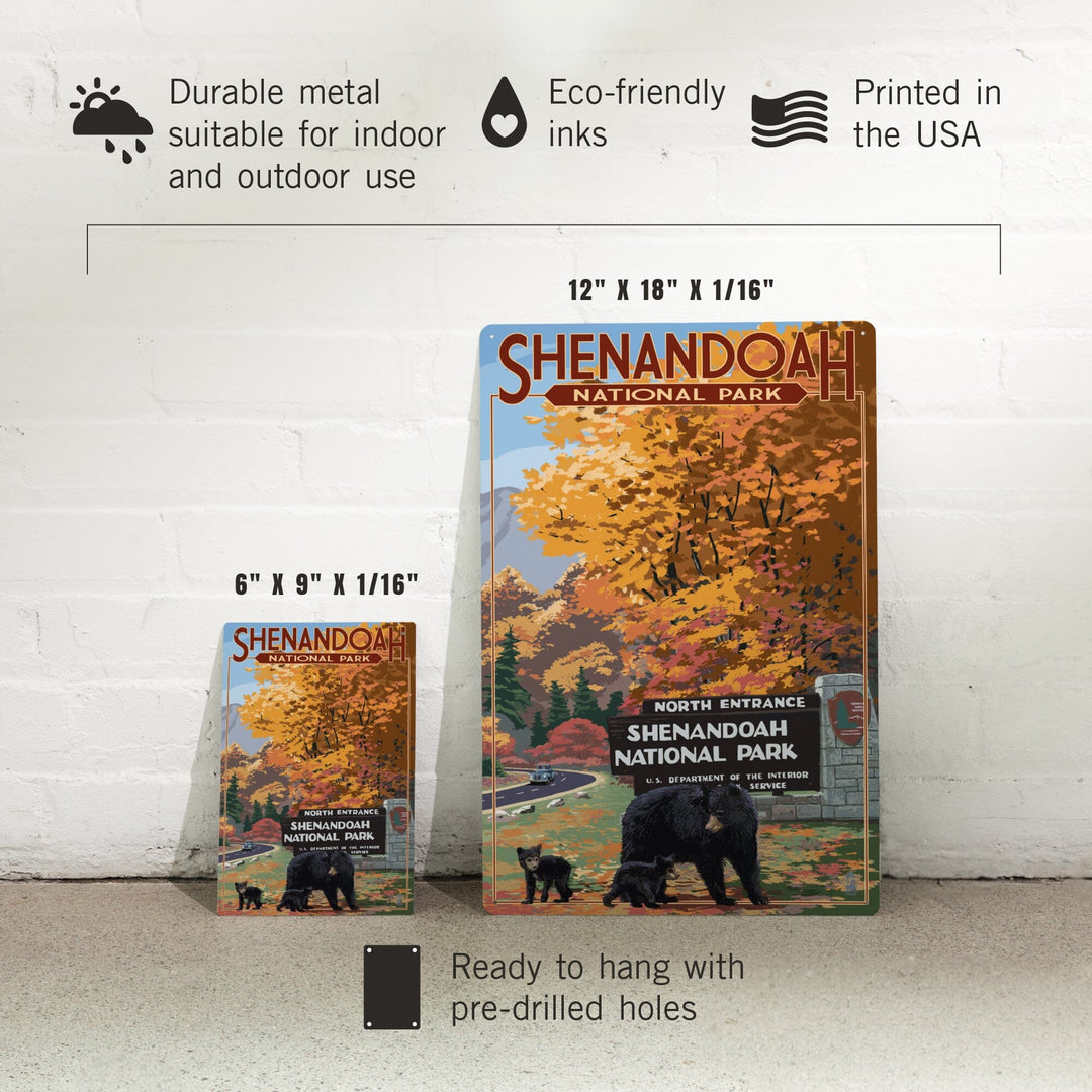 Shenandoah National Park, Virginia, Black Bear and Cubs at Entrance, Metal Signs Metal Lantern Press 