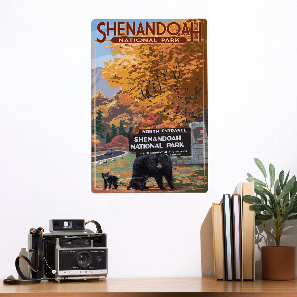 Shenandoah National Park, Virginia, Black Bear and Cubs at Entrance, Metal Signs Metal Lantern Press 