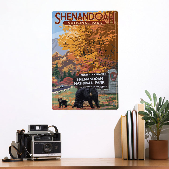 Shenandoah National Park, Virginia, Black Bear and Cubs at Entrance, Metal Signs Metal Lantern Press 