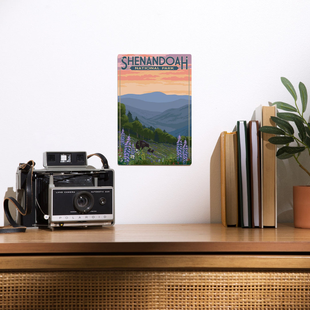 Shenandoah National Park, Virginia, Black Bear and Cubs with Flowers, Metal Signs Metal Lantern Press 