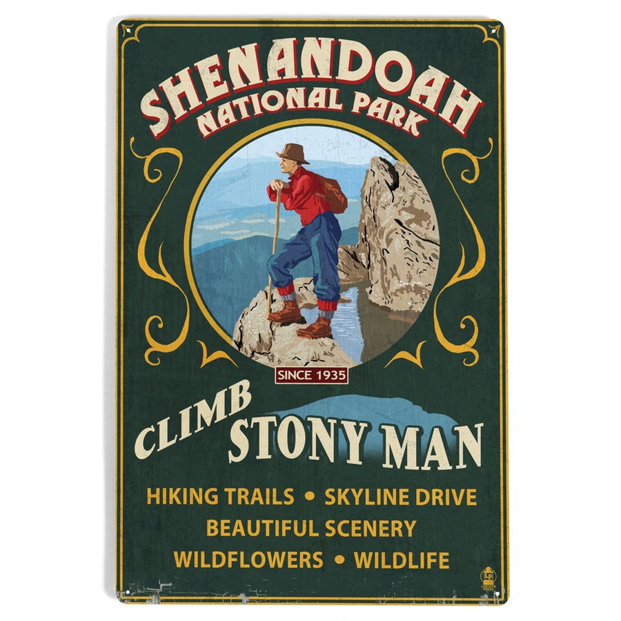 Shenandoah National Park, Virginia, Climb Stony Man Vintage Sign, Metal Signs Metal Lantern Press 