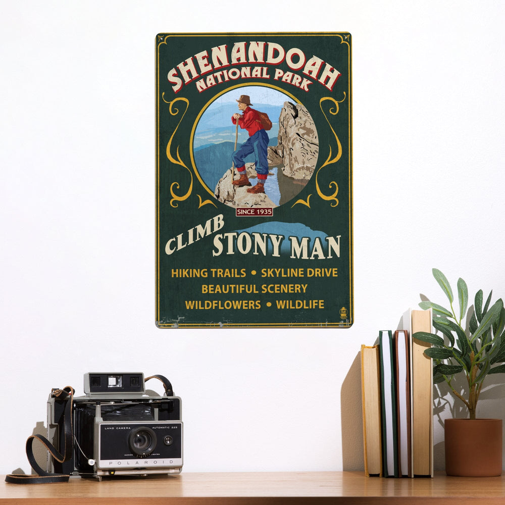 Shenandoah National Park, Virginia, Climb Stony Man Vintage Sign, Metal Signs Metal Lantern Press 