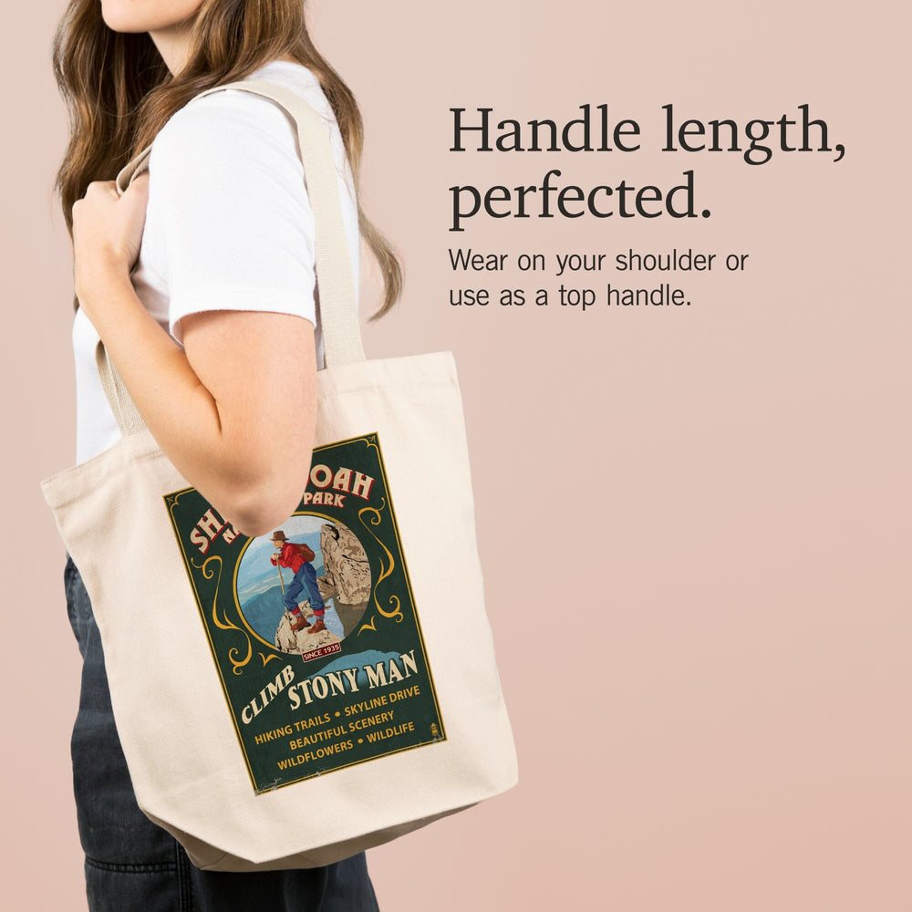 Shenandoah National Park, Virginia, Climb Stony Man Vintage Sign, Tote Bag Totes Lantern Press 