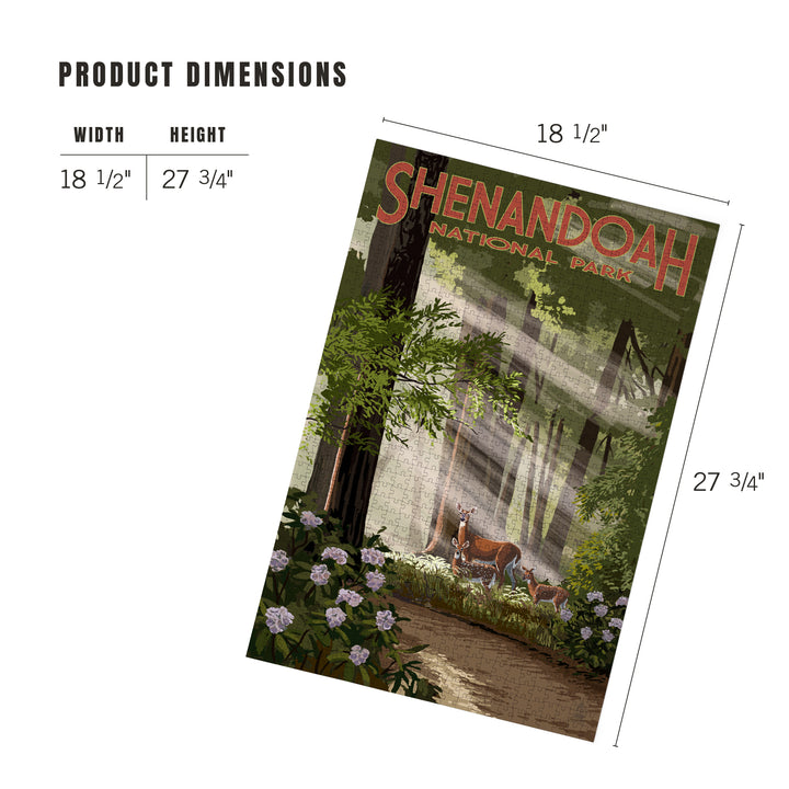 Shenandoah National Park, Virginia, Deer and Fawns, Jigsaw Puzzle Puzzle Lantern Press 