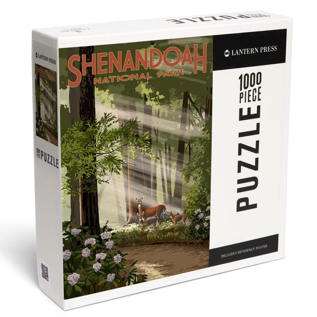 Shenandoah National Park, Virginia, Deer and Fawns, Jigsaw Puzzle Puzzle Lantern Press 
