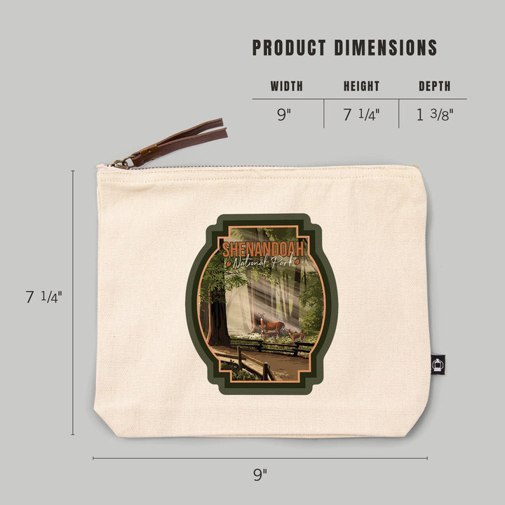 Shenandoah National Park, Virginia, Deer and Fawns,, Organic Cotton Zipper Pouch, Go Bag Go Bag Lantern Press 