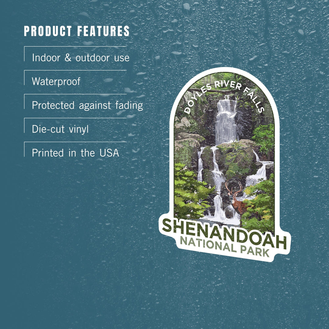 Shenandoah National Park, Virginia, Doyles River Falls, Contour, Lantern Press Artwork, Vinyl Sticker Sticker Lantern Press 