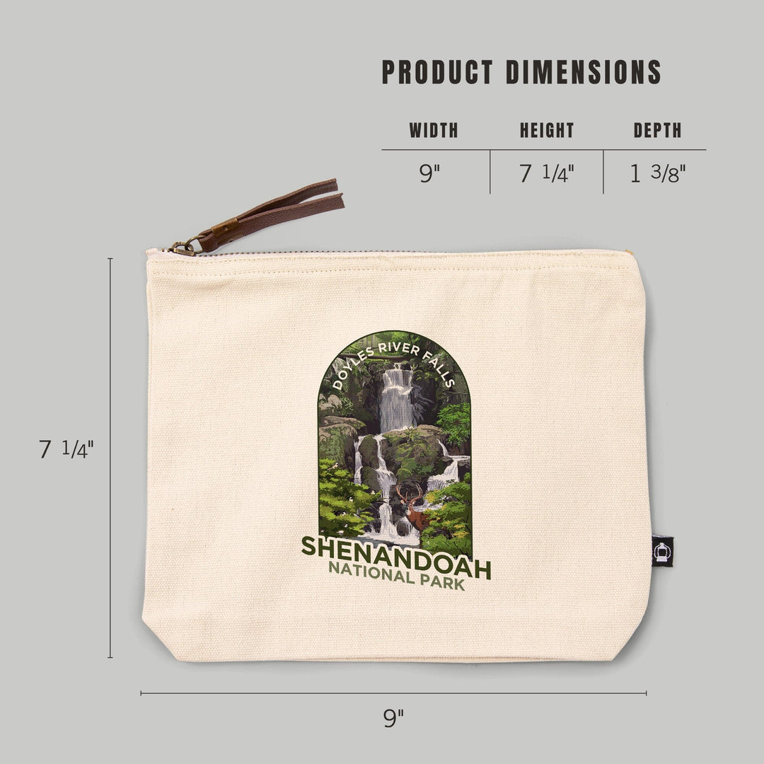 Shenandoah National Park, Virginia, Doyles River Falls,, Organic Cotton Zipper Pouch, Go Bag Go Bag Lantern Press 