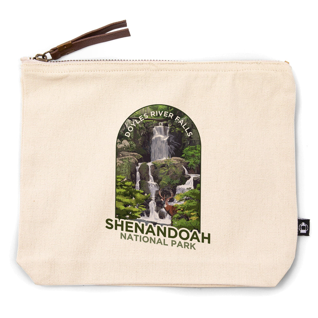 Shenandoah National Park, Virginia, Doyles River Falls,, Organic Cotton Zipper Pouch, Go Bag Go Bag Lantern Press 