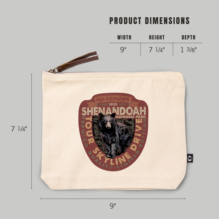 Shenandoah National Park, Virginia, Go Explore, Bear,, Organic Cotton Zipper Pouch, Go Bag Go Bag Lantern Press 