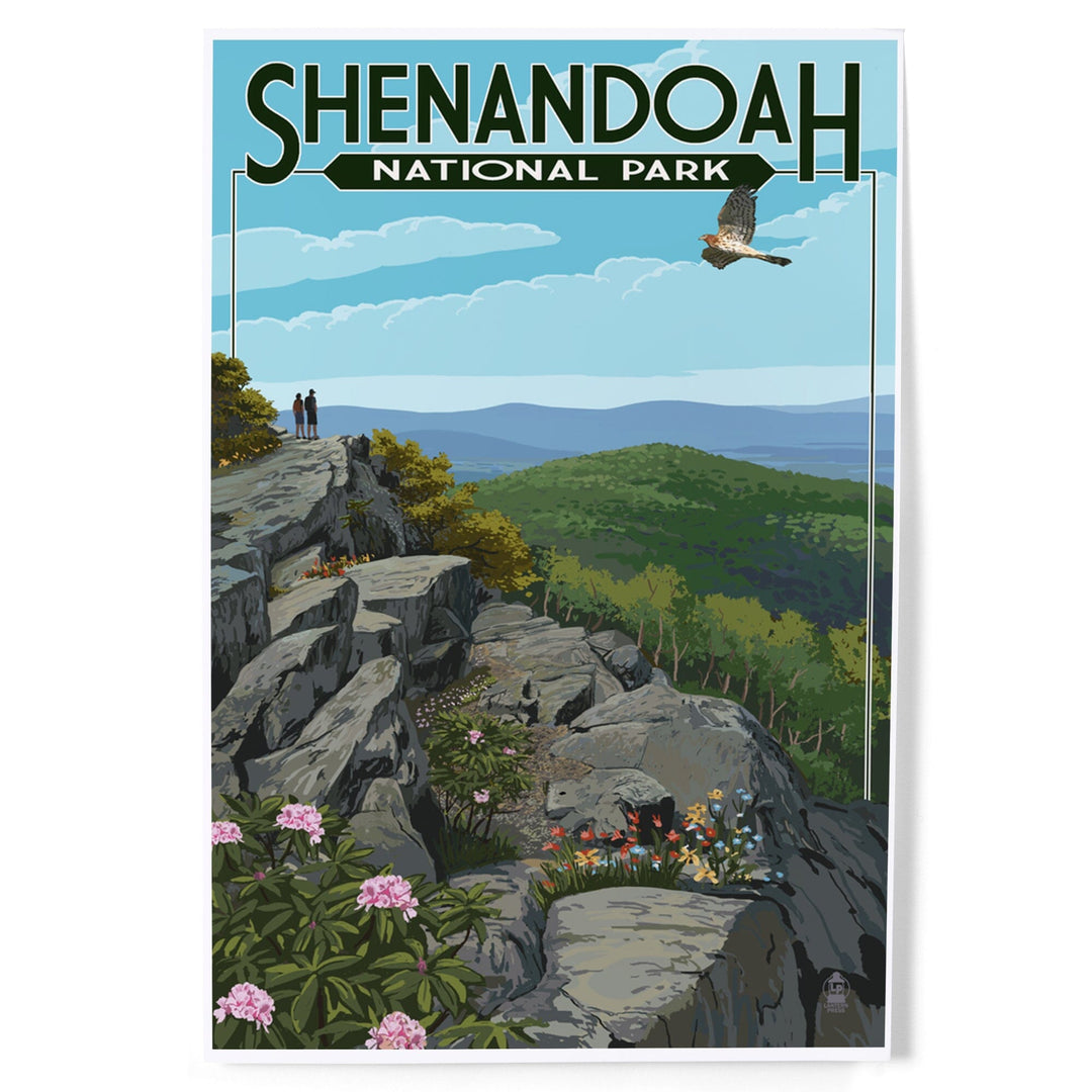 Shenandoah National Park, Virginia, Hikers and Hawk, Art & Giclee Prints Art Lantern Press 