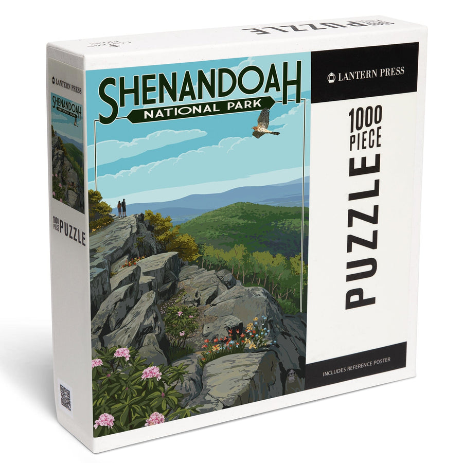Shenandoah National Park, Virginia, Hikers and Hawk, Jigsaw Puzzle Puzzle Lantern Press 
