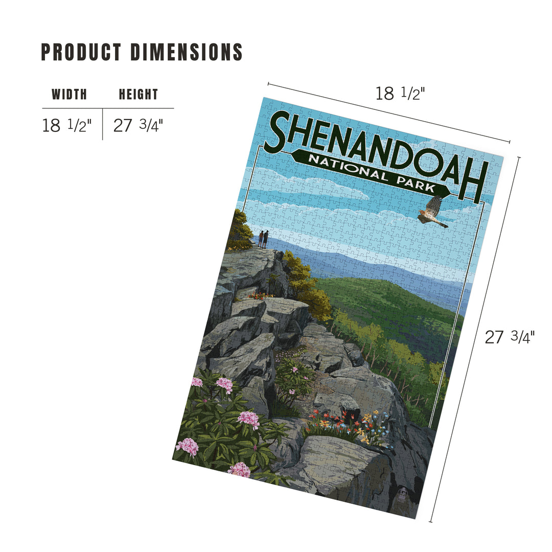 Shenandoah National Park, Virginia, Hikers and Hawk, Jigsaw Puzzle Puzzle Lantern Press 