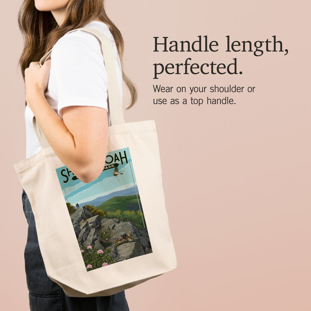 Shenandoah National Park, Virginia, Hikers and Hawk, Tote Bag Totes Lantern Press 