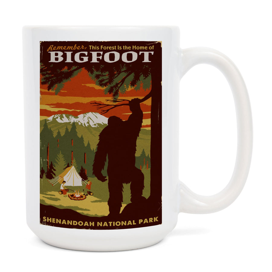 Shenandoah National Park, Virginia, Home of Bigfoot, Lantern Press Artwork, Ceramic Mug Mugs Lantern Press 
