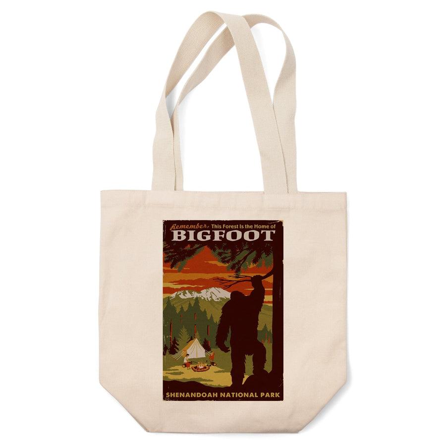 Shenandoah National Park, Virginia, Home of Bigfoot, Lantern Press Artwork, Tote Bag Totes Lantern Press 