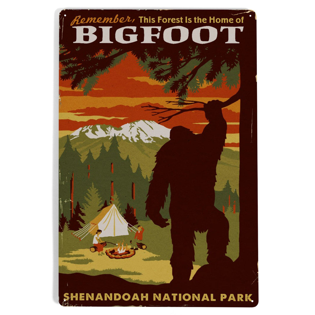 Shenandoah National Park, Virginia, Home of Bigfoot, Metal Signs Metal Lantern Press 