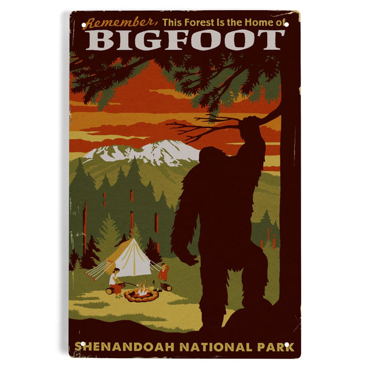 Shenandoah National Park, Virginia, Home of Bigfoot, Metal Signs Metal Lantern Press 