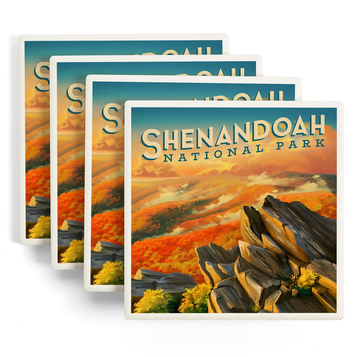 Shenandoah National Park, Virginia, Oil Painting, Coasters Coasters Lantern Press 