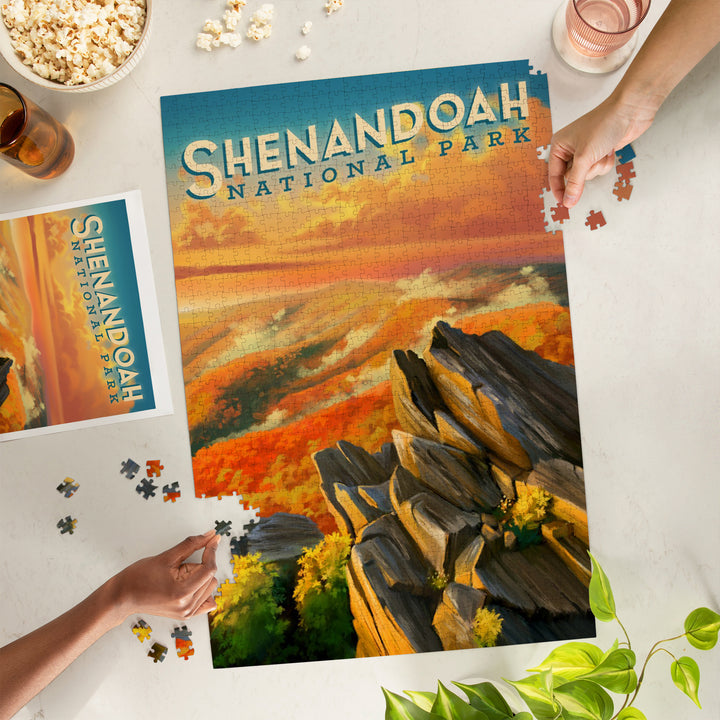 Shenandoah National Park, Virginia, Oil Painting, Jigsaw Puzzle Puzzle Lantern Press 