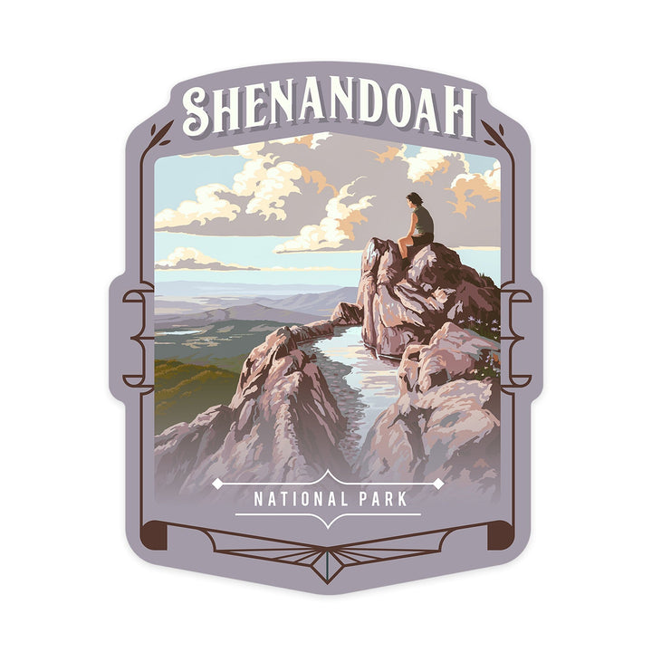 Shenandoah National Park, Virginia, Painterly National Park Series, Contour, Vinyl Sticker Sticker Lantern Press 