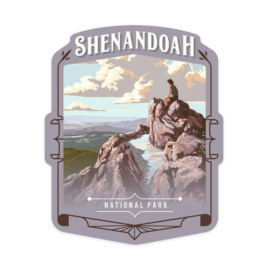 Shenandoah National Park, Virginia, Painterly National Park Series, Contour, Vinyl Sticker Sticker Lantern Press 