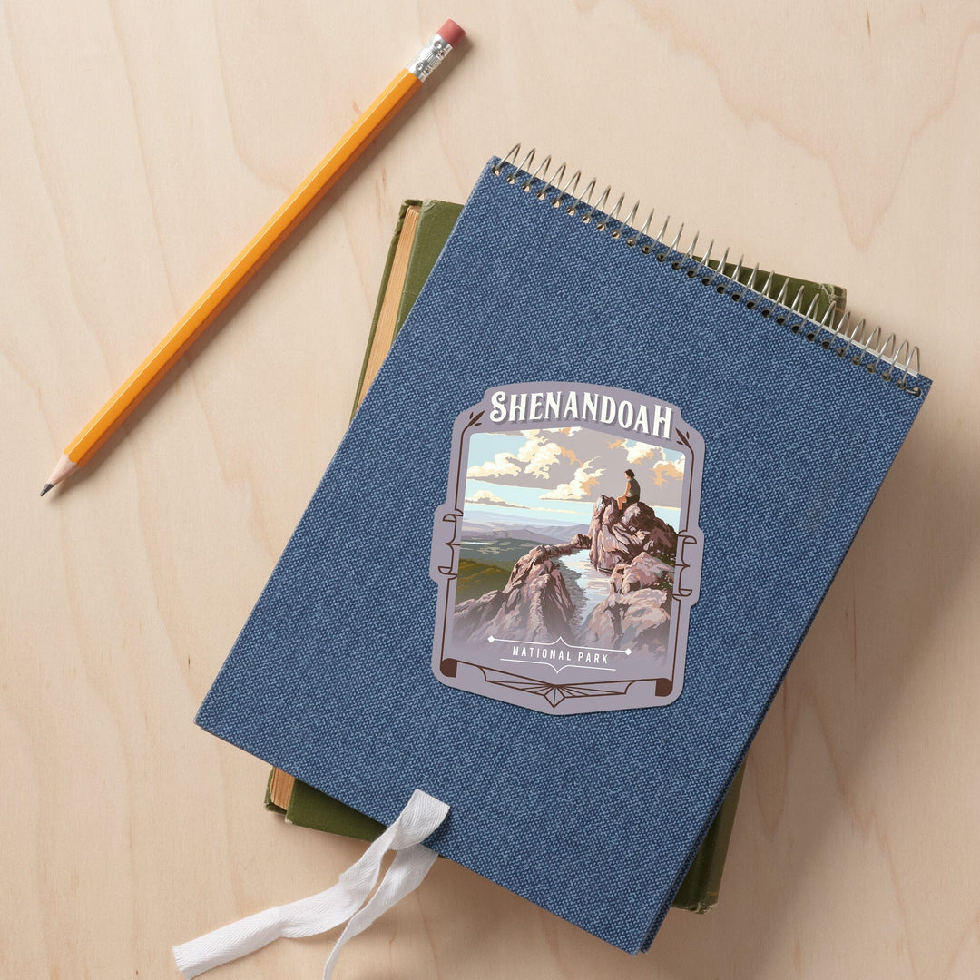 Shenandoah National Park, Virginia, Painterly National Park Series, Contour, Vinyl Sticker Sticker Lantern Press 